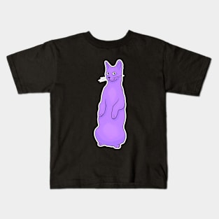 Purple Cat Standing Up Kids T-Shirt